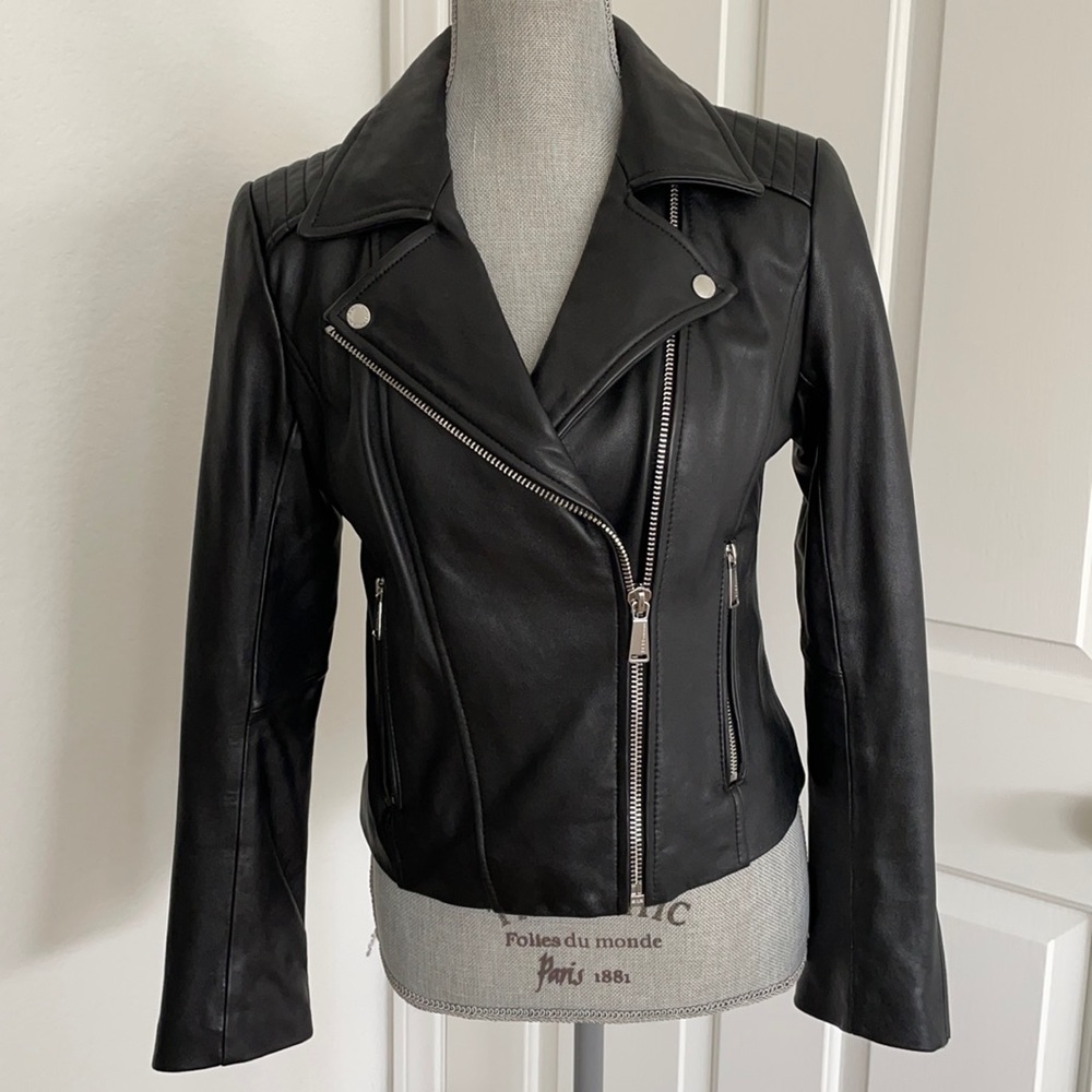 BCBGeneration genuine leather moto jacket